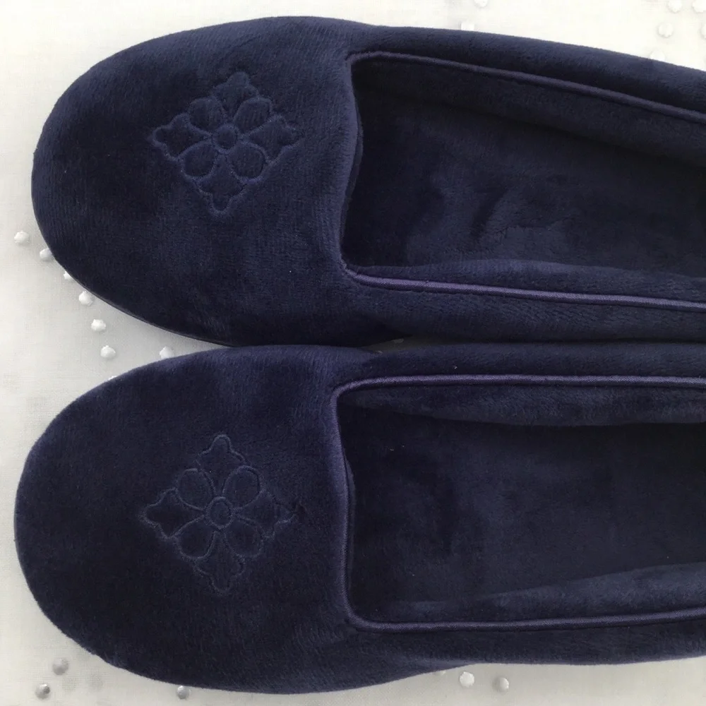 Dearfoam Navy velvety Super padded soft slippers